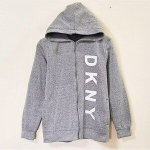 DKNY Big Boys Fleece lined Full Zip Jacket Cotton Blend Logo Hoodie